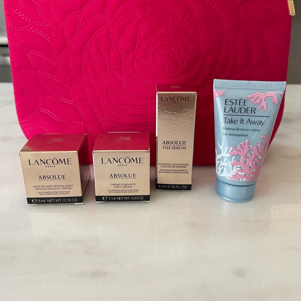 Lancôme Absolue Skincare Set with Pink Bag